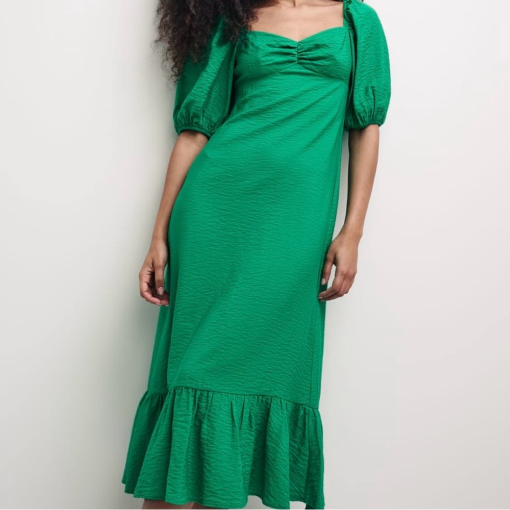 Nobody’s Child Darcie Midi Dress Size 6 Puff Sleeve Jewel Tone Spring